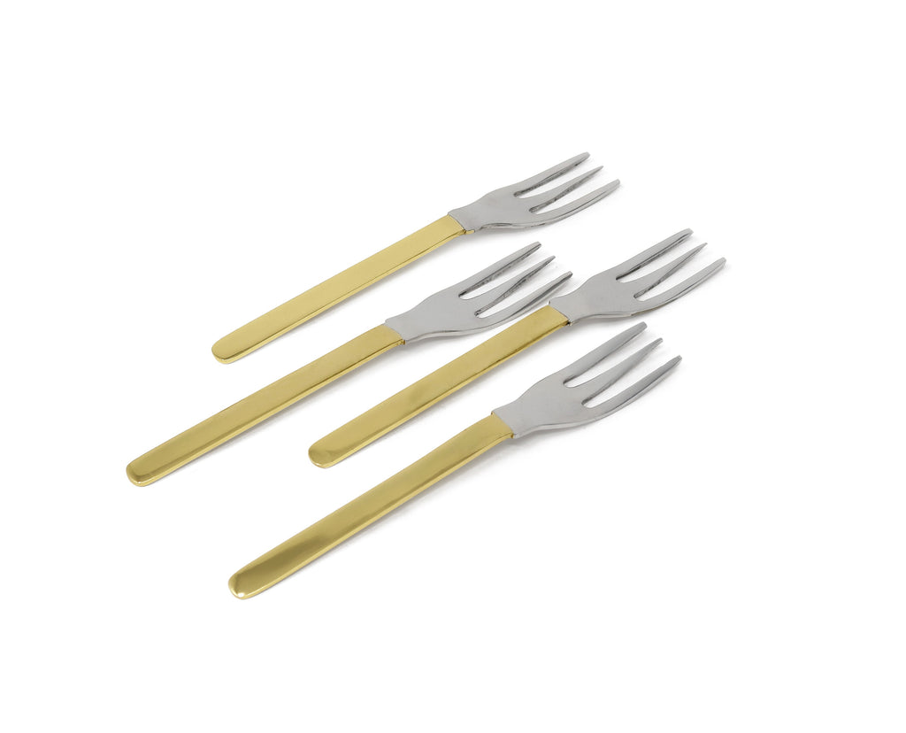Set of 4 Gold and White Dessert Spoons/Forks