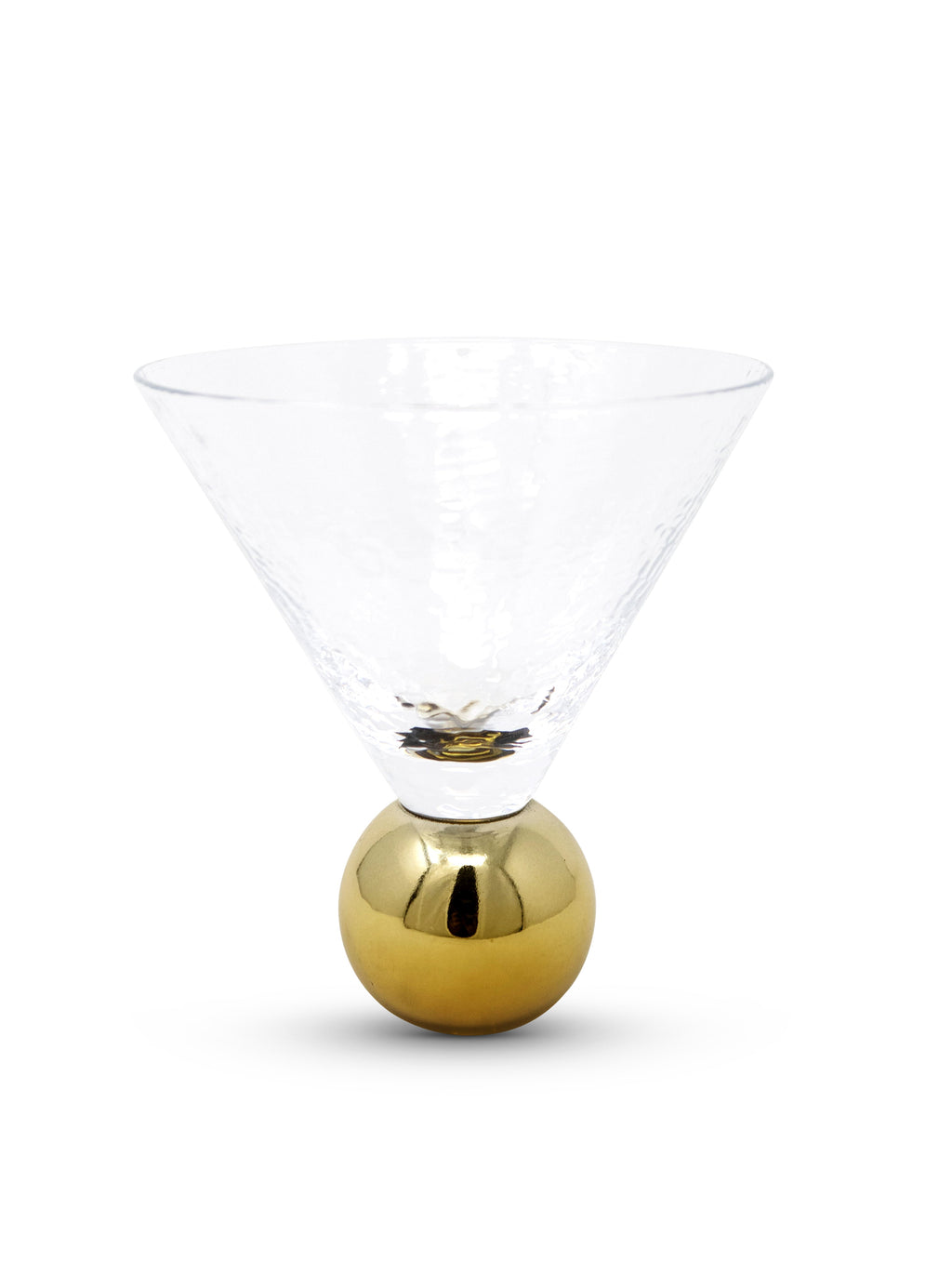 Set of 6 Hammered Dessert Glasses on Gold Ball Pedestal