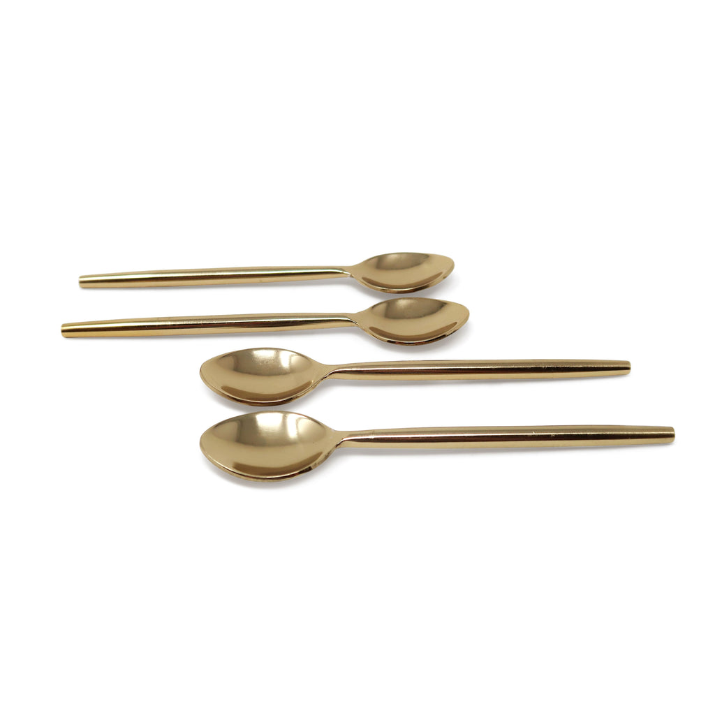 Set of 4 Simple Gold Dessert Spoons/Forks