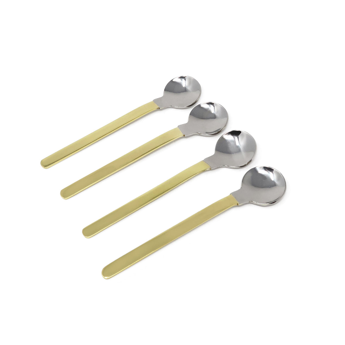 Set of 4 Gold and White Dessert Spoons/Forks