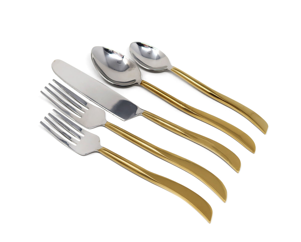 20 Pc Flatware Set with Swiveled Handles - Service for 4 - Dishwasher Safe