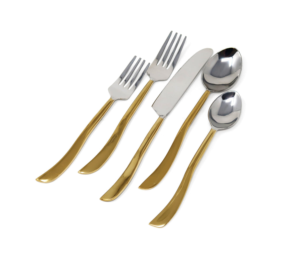 20 Pc Flatware Set with Swiveled Handles - Service for 4 - Dishwasher Safe
