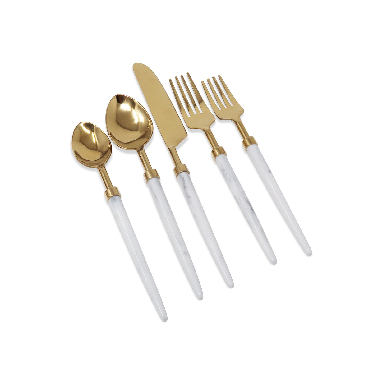 20 Pc Flatware Set Gold with Pointy Handles - Service for 4 - Dishwasher Safe