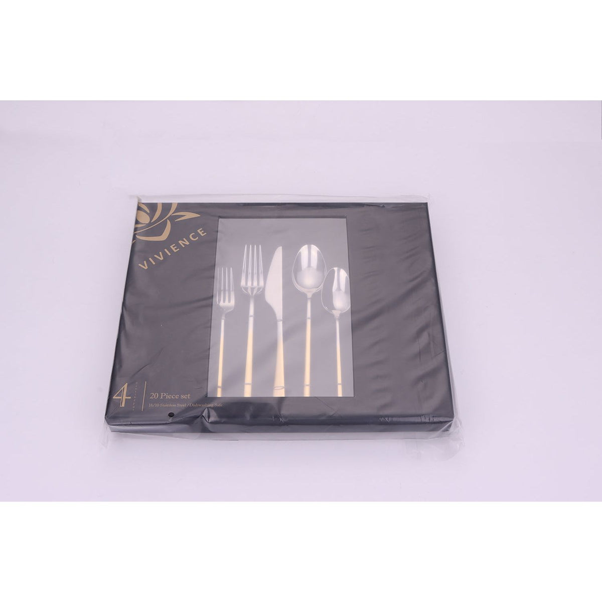Crownex 20 Pc Flatware Set with Graduated Gold Handles, Service for 4