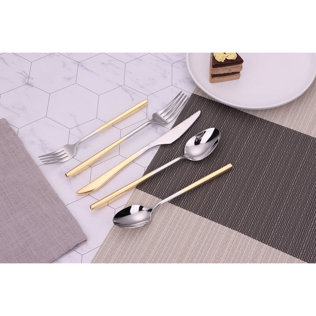 Crownex 20 Pc Flatware Set with Graduated Gold Handles, Service for 4