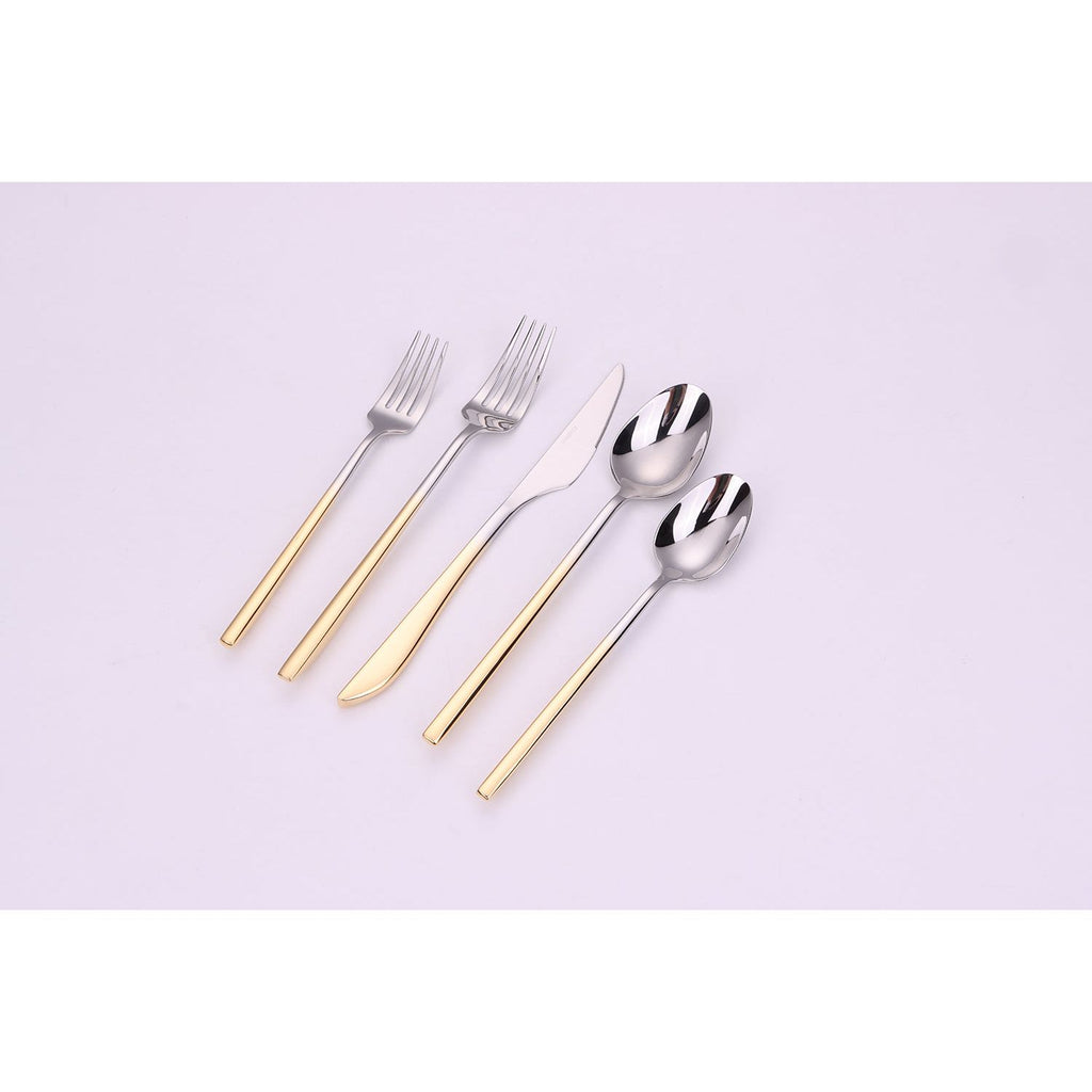 Crownex 20 Pc Flatware Set with Graduated Gold Handles, Service for 4