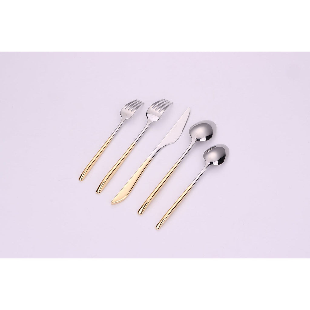 Crownex 20 Pc Flatware Set with Graduated Gold Handles, Service for 4