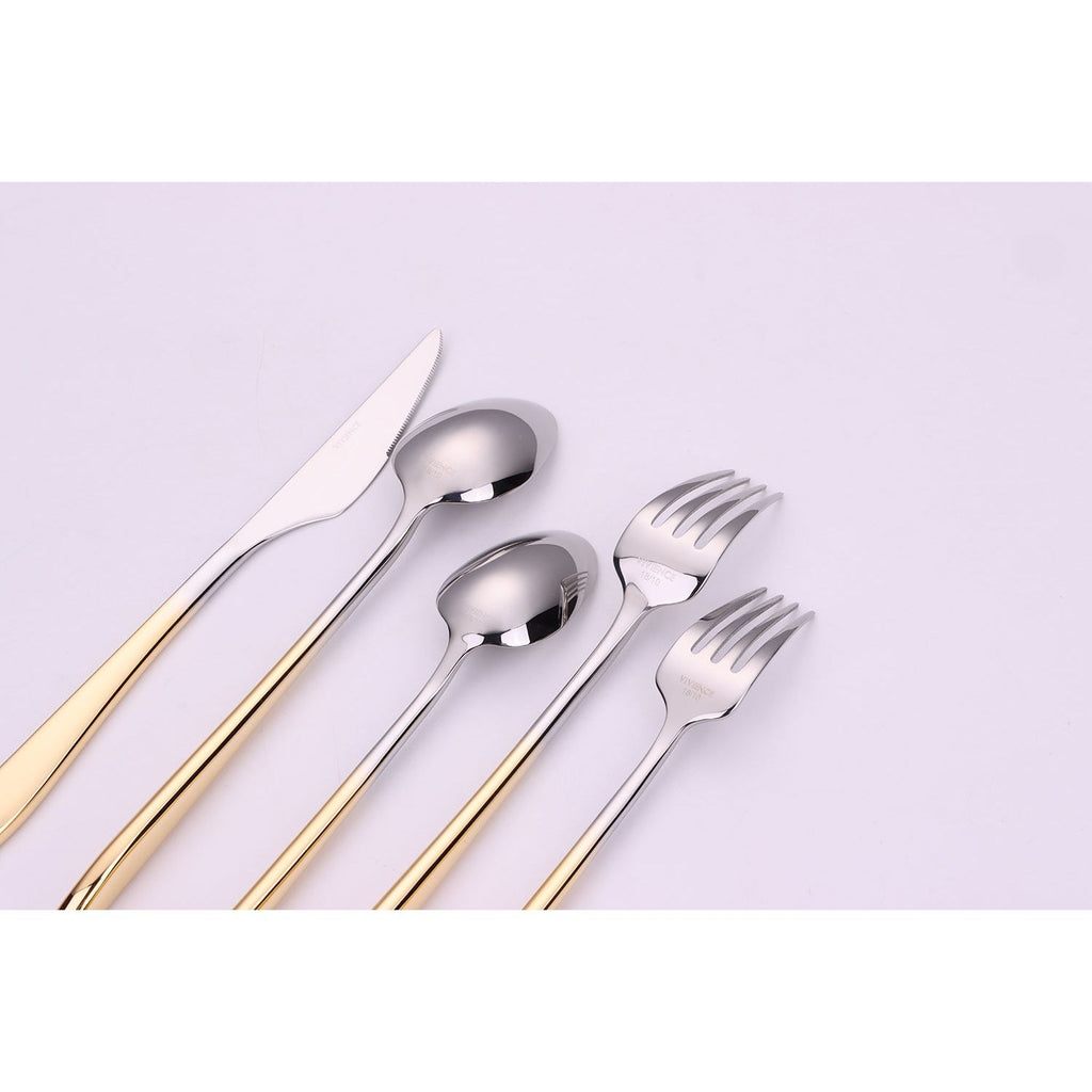 Crownex 20 Pc Flatware Set with Graduated Gold Handles, Service for 4