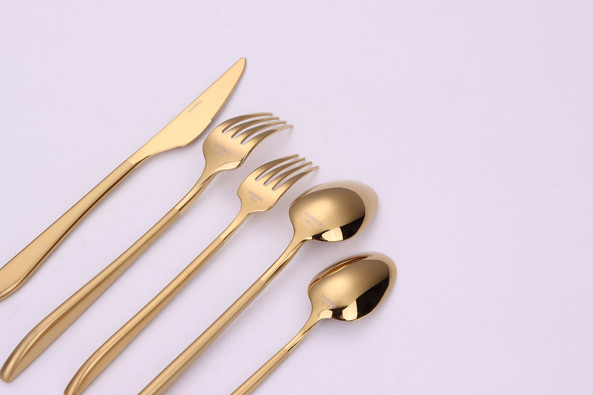 Crownex 20 Pc Gold Flatware Set with Matte Handles, Service for 4