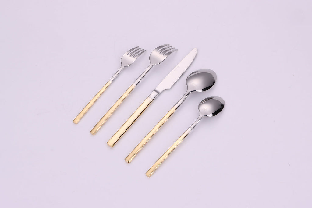 Simplicite 20 Pc Flatware with Graduated Gold Handles, Service for 4