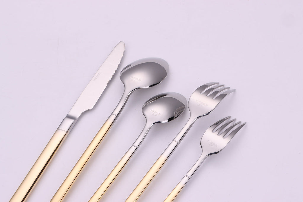 Simplicite 20 Pc Flatware with Graduated Gold Handles, Service for 4