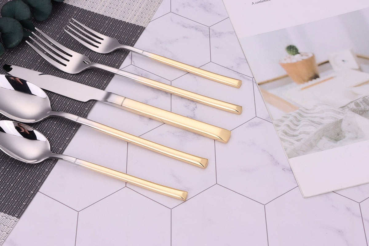 Simplicite 20 Pc Flatware with Graduated Gold Handles, Service for 4