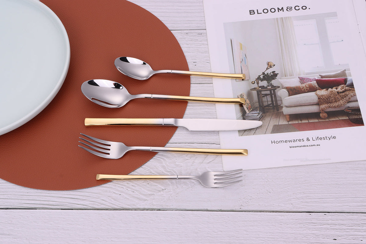 Simplicite 20 Pc Flatware with Graduated Gold Handles, Service for 4