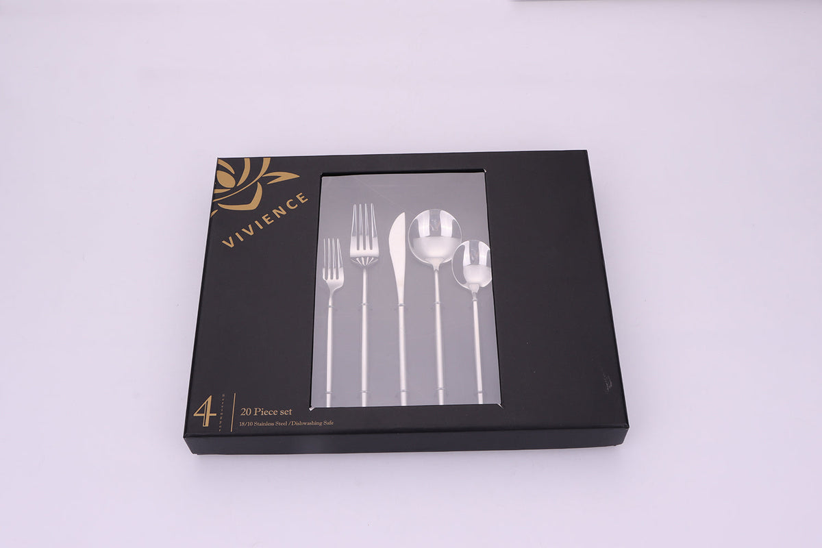 Morne 20 Pc Silver Flatware Set, Service for 4