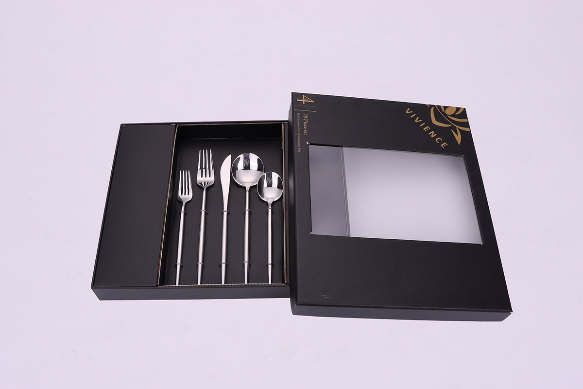 Morne 20 Pc Silver Flatware Set, Service for 4