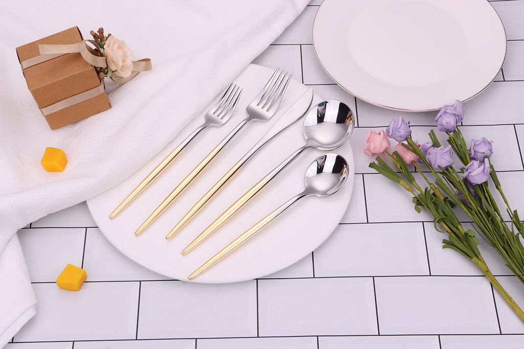 Morne 20 Pc Flatware Set with Graduated Gold Handles, Service for 4