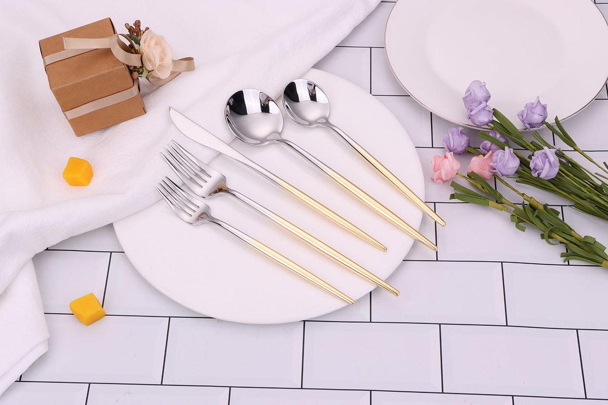 Morne 20 Pc Flatware Set with Graduated Gold Handles, Service for 4