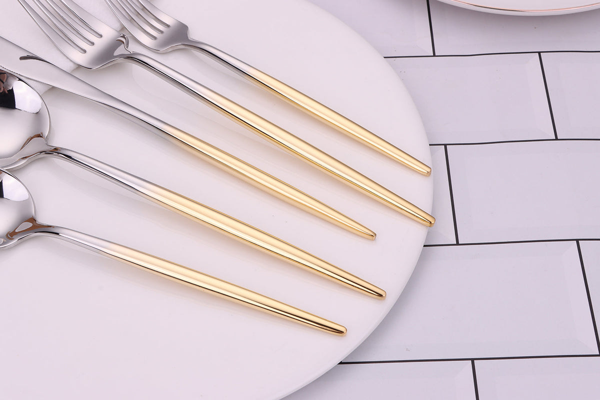 Morne 20 Pc Flatware Set with Graduated Gold Handles, Service for 4