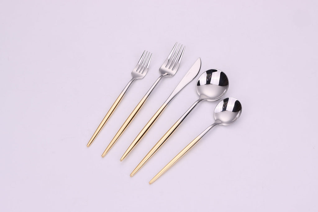 Morne 20 Pc Flatware Set with Graduated Gold Handles, Service for 4