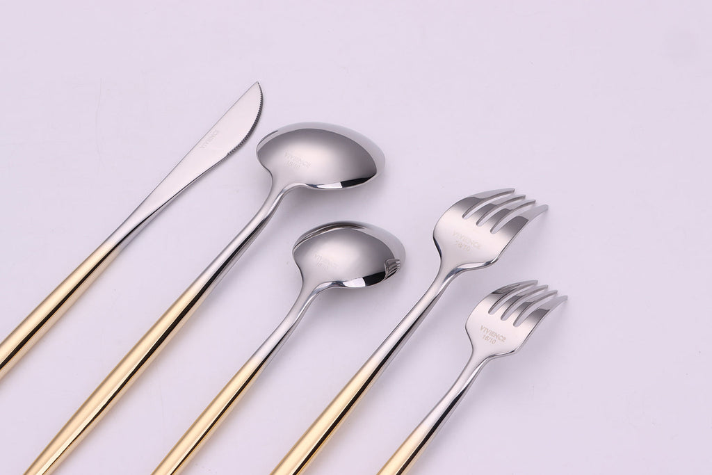 Morne 20 Pc Flatware Set with Graduated Gold Handles, Service for 4