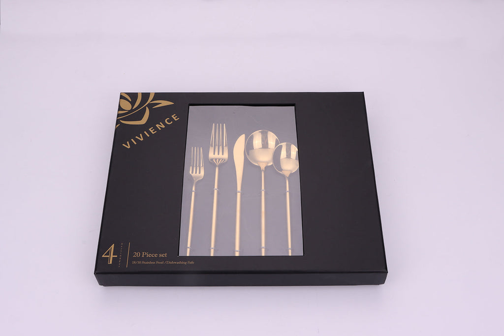 Morne Gold 20 Pc Flatware Set,  Service for 4