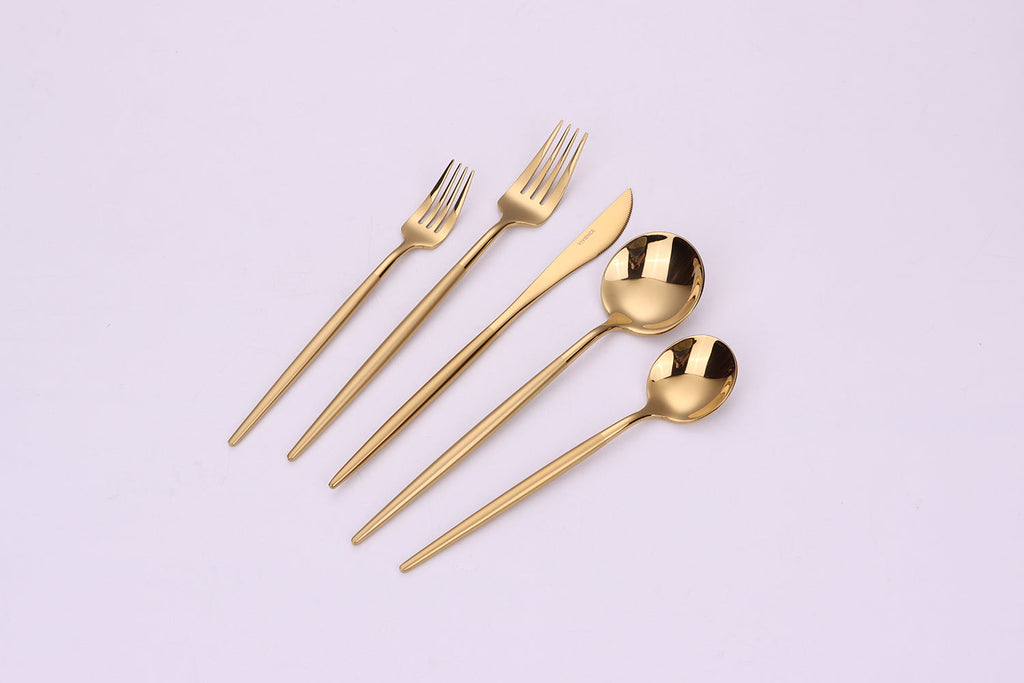 Morne 20 Pc Gold Flatware Set with Matte Handles, Service for 4