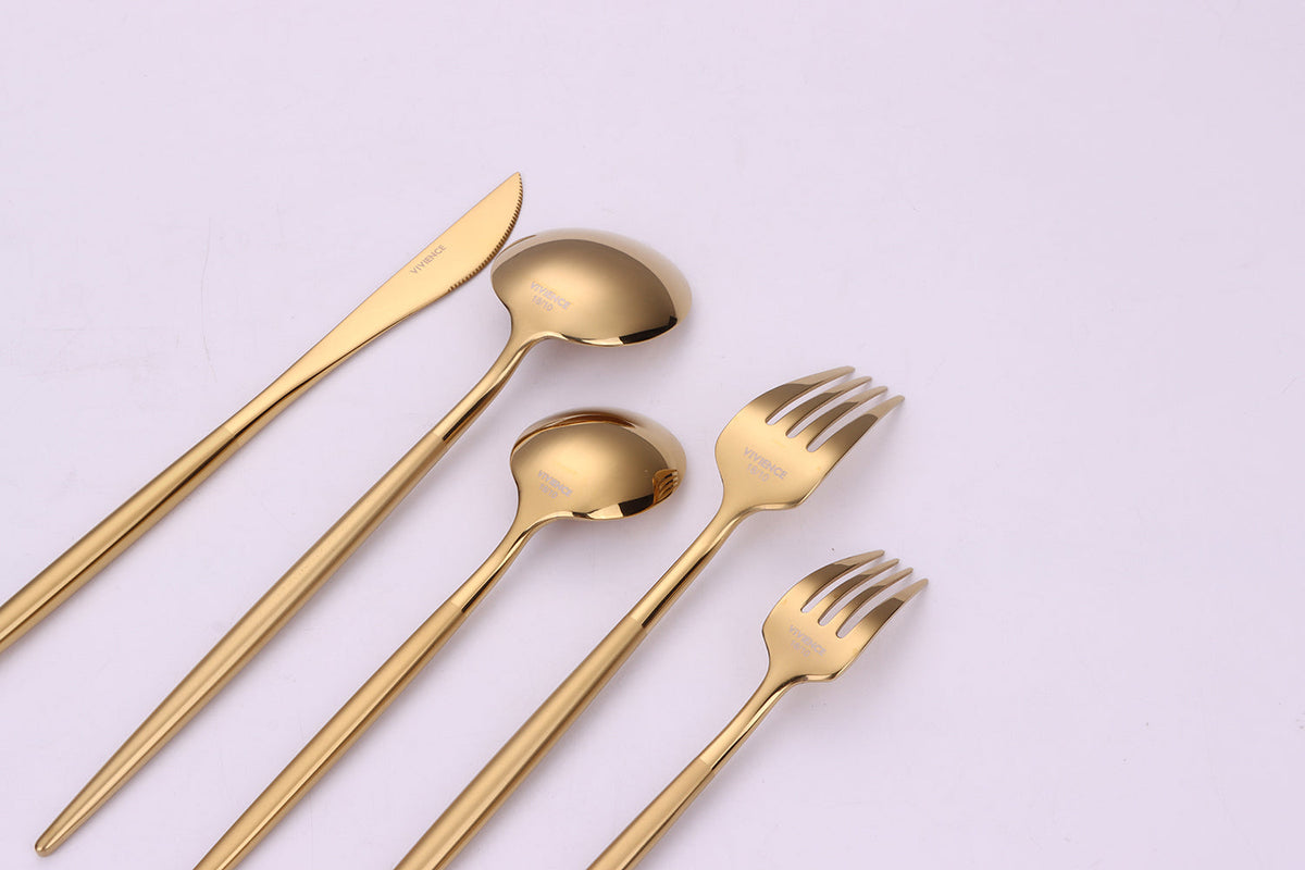 Morne 20 Pc Gold Flatware Set with Matte Handles, Service for 4