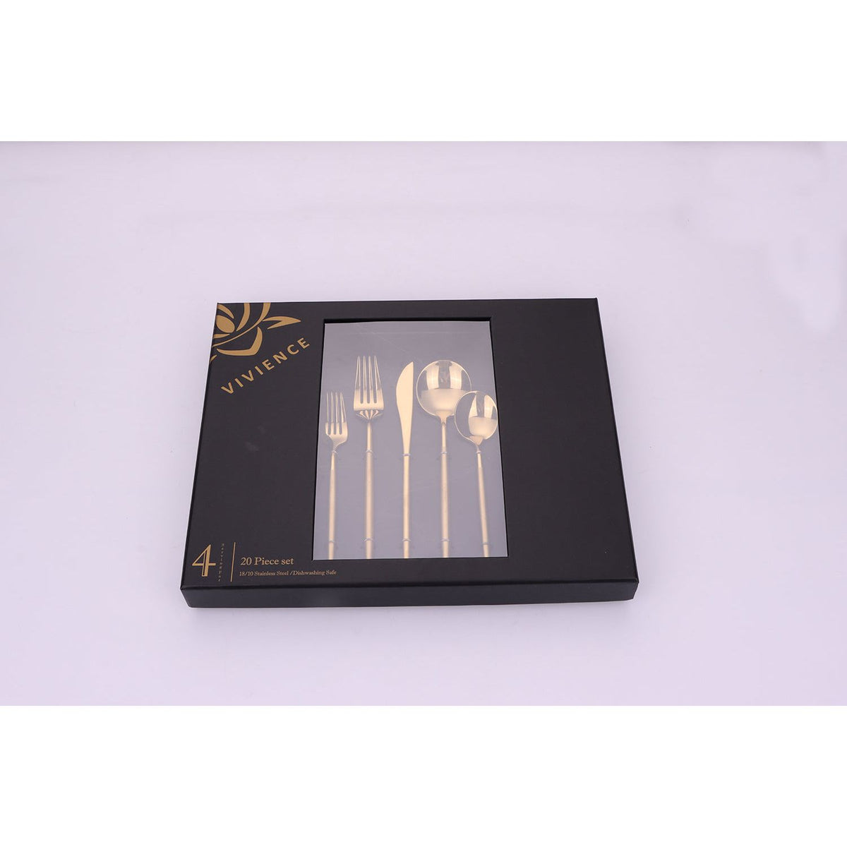Morne 20 Pc Gold Flatware Set with Matte Handles, Service for 4