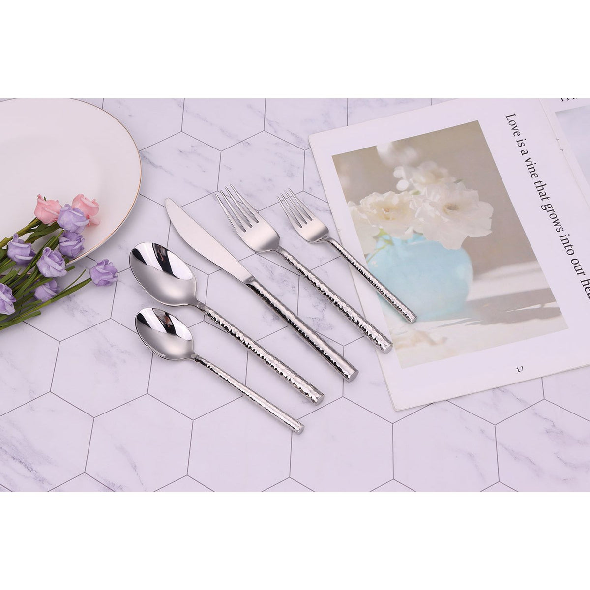 Pexo 20 Pc Silver Flatware Set, Service for 4