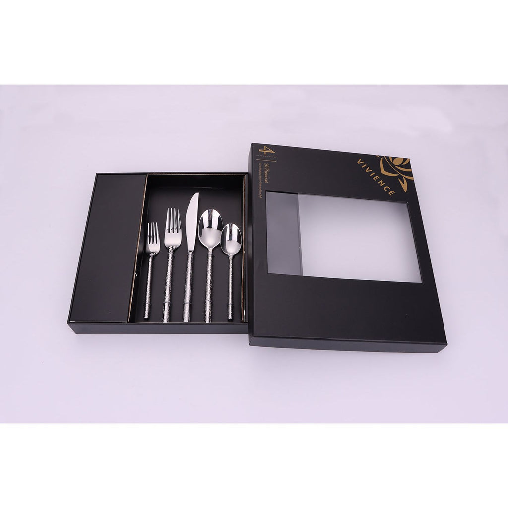 Pexo 20 Pc Silver Flatware Set, Service for 4