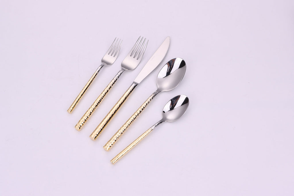Pexo 20 Pc Flatware Set Graduated Gold Handles, Service for 4