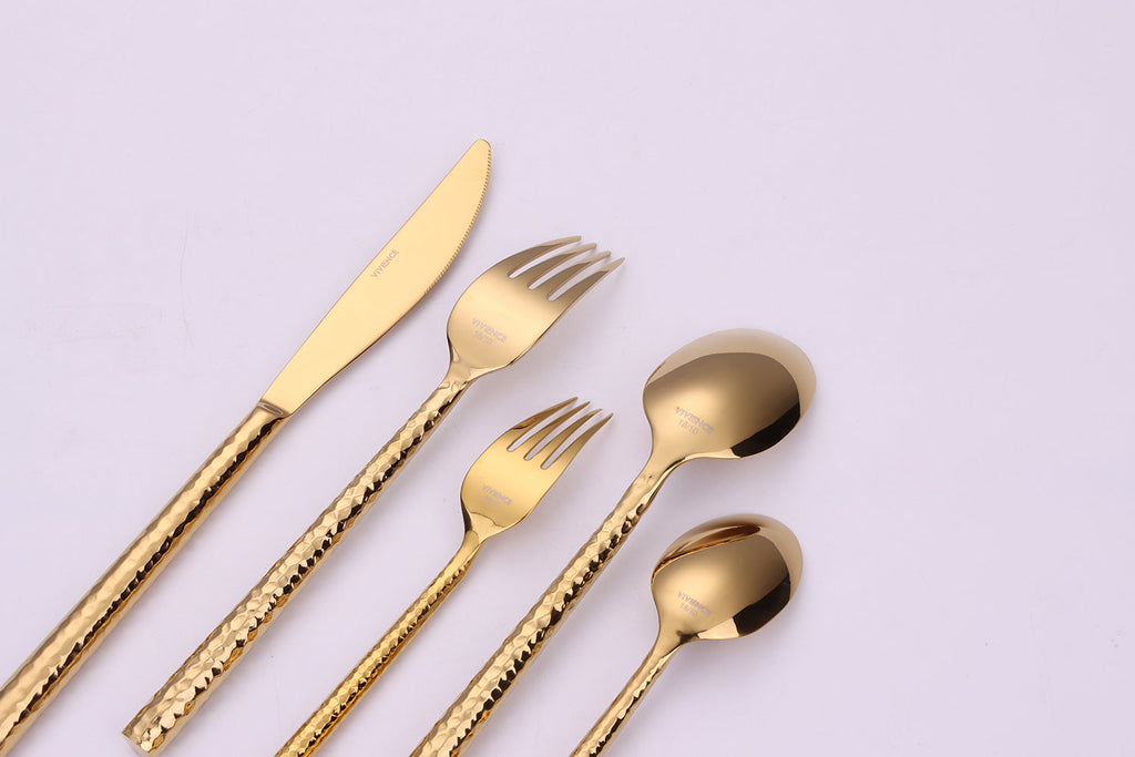 Pexo 20 Pc Gold Flatware Set, Service for 4