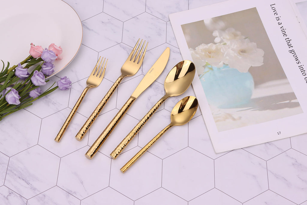 Pexo 20 Pc Gold Flatware Set, Service for 4