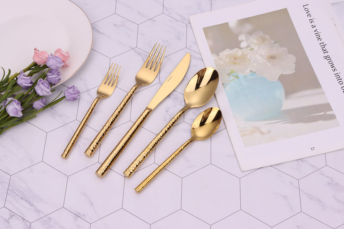Pexo 20 Pc Gold Flatware Set, Service for 4