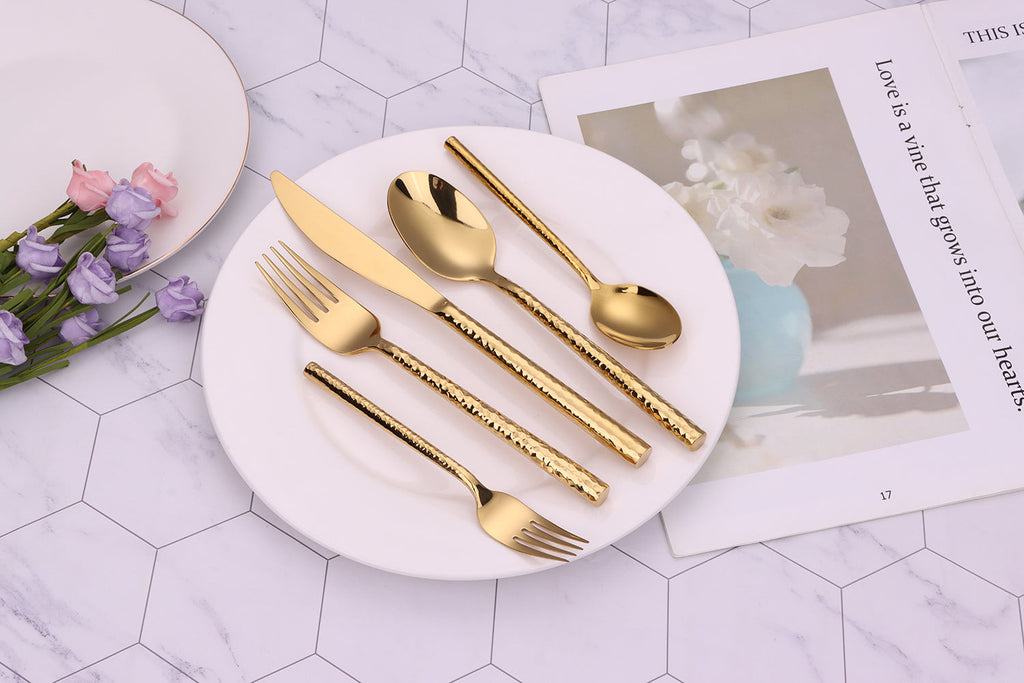 Pexo 20 Pc Gold Flatware Set, Service for 4