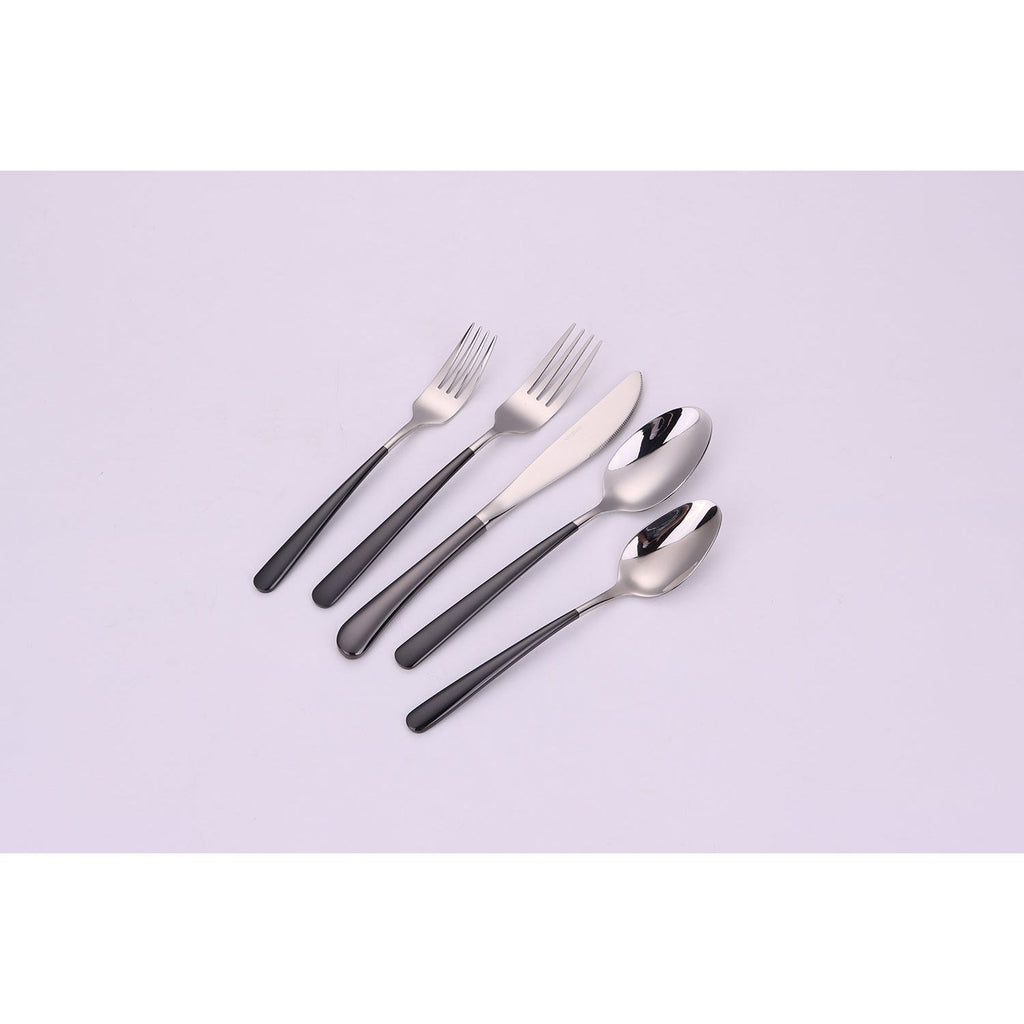 Colorblock 20 Pc Flatware Set with Black Handles, Service for 4