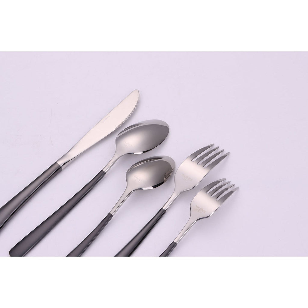 Colorblock 20 Pc Flatware Set with Black Handles, Service for 4