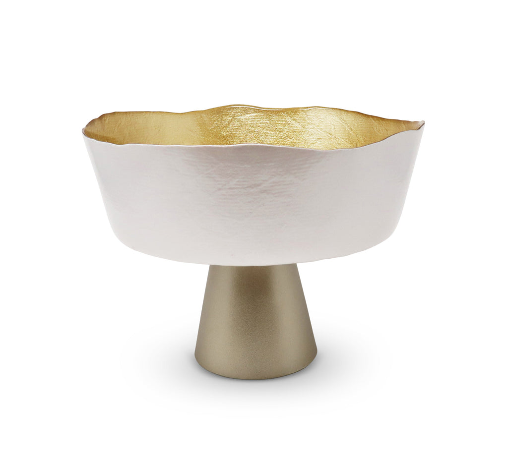 Organic Shaped Footed Bowl with Gold