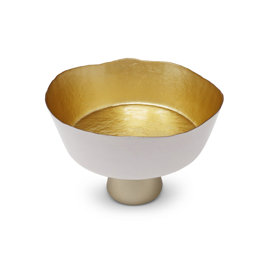 Organic Shaped Footed Bowl with Gold