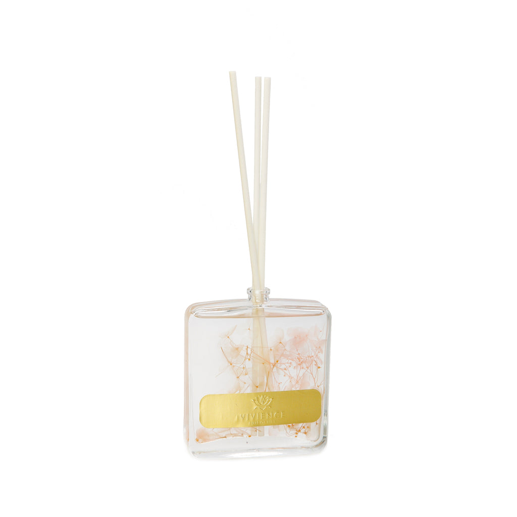 Clear Bottle Reed Diffuser with White Flowers and White Reeds, "Lily of the Valley" Scent