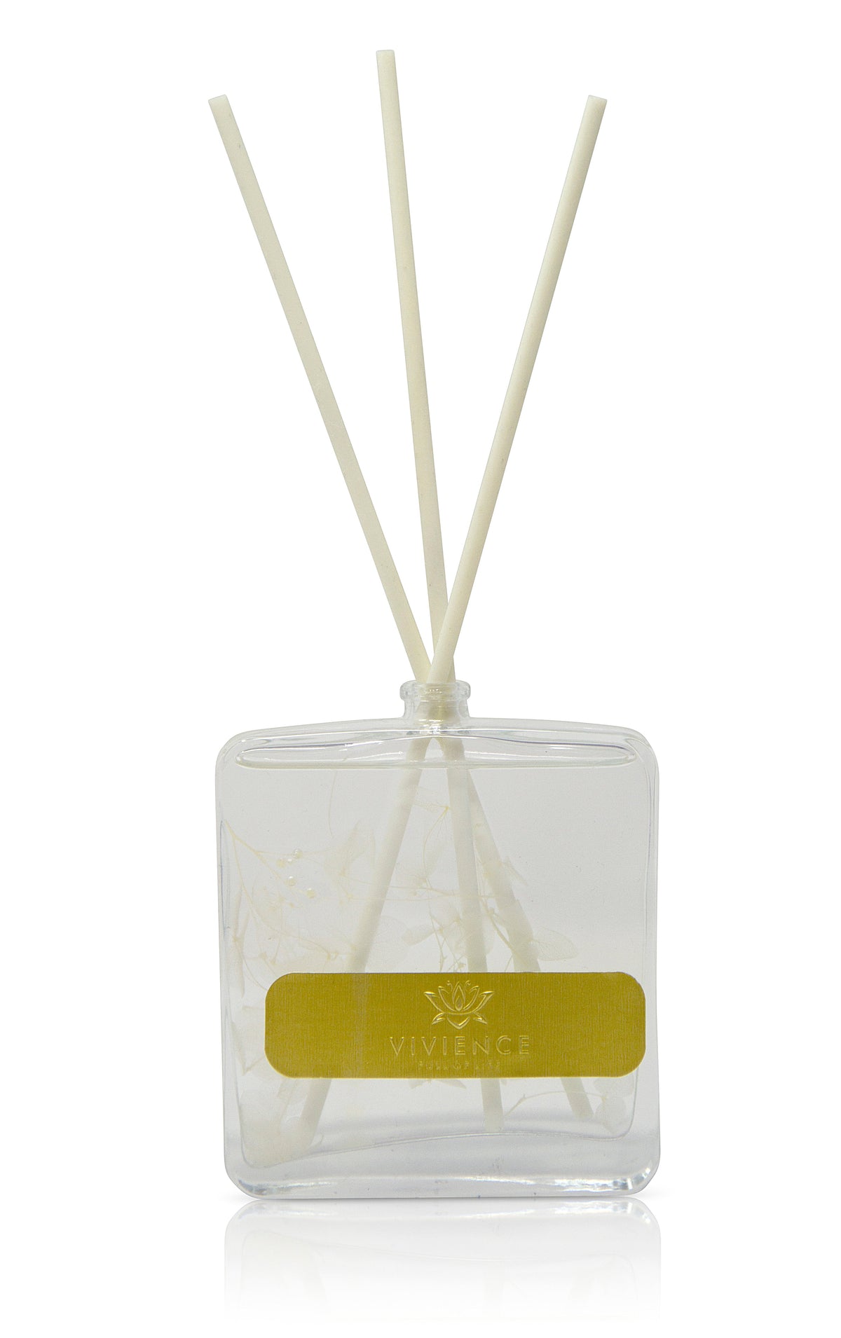 Clear Bottle Reed Diffuser with White Flower and White Reeds, "Cold Water" Scent