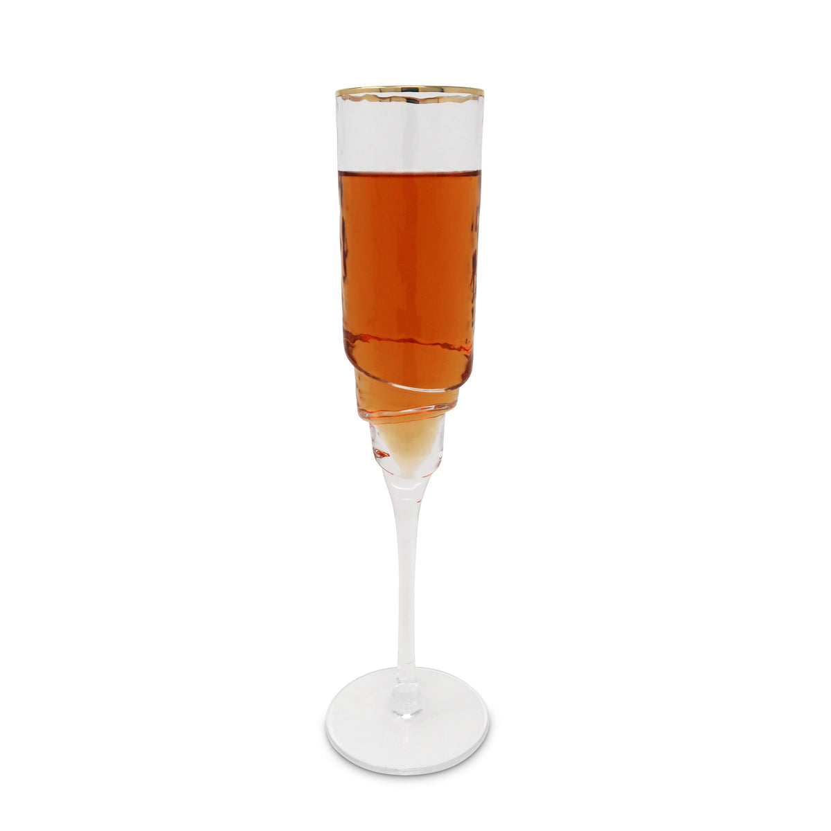 Set of 6 Designed Bottom Glasses with Gold Rim