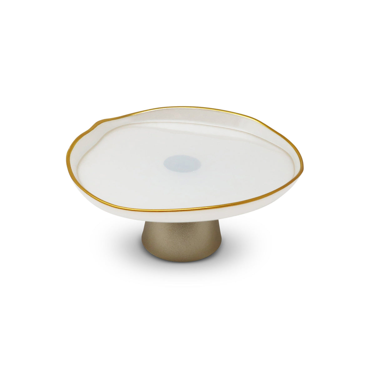 Organic Shaped Footed Cake Plate with Gold