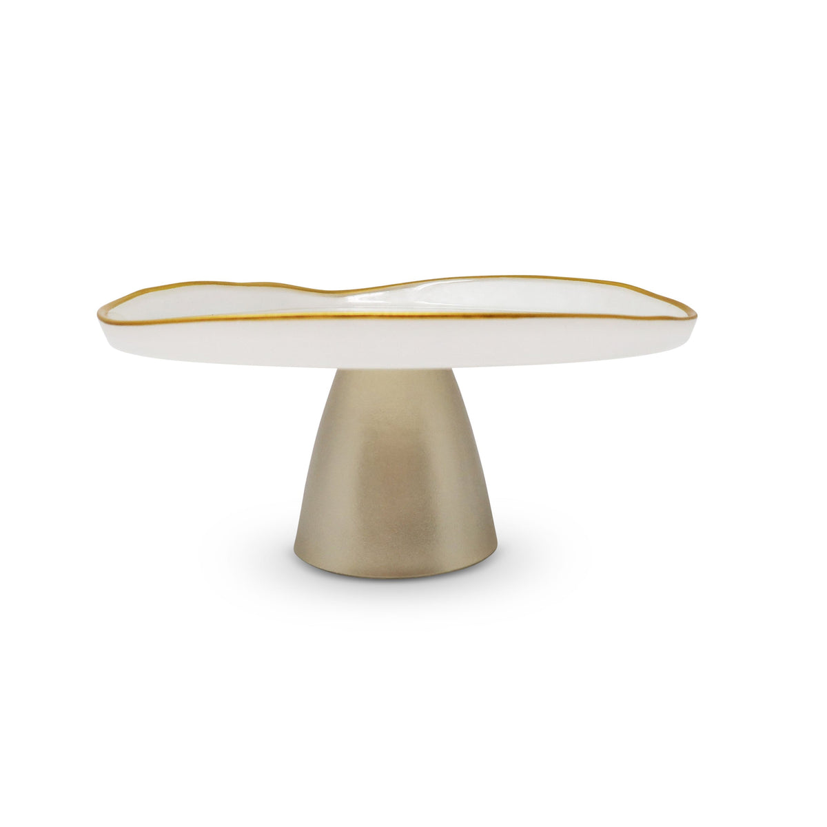 Organic Shaped Footed Cake Plate with Gold