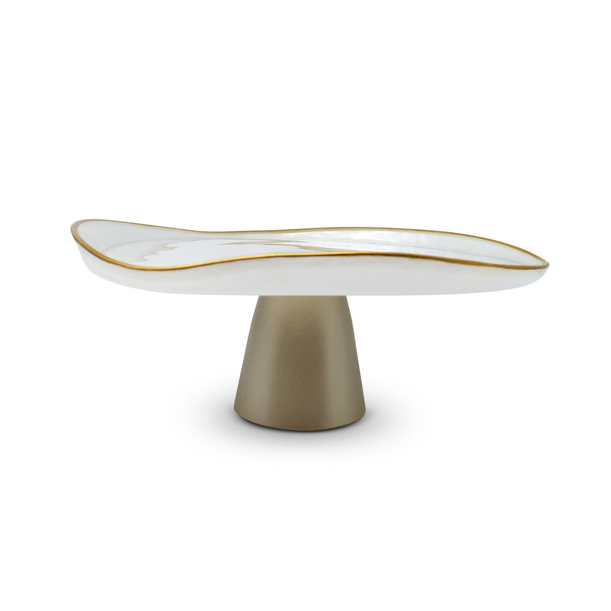 Organic Shaped Footed Cake Plate with Gold