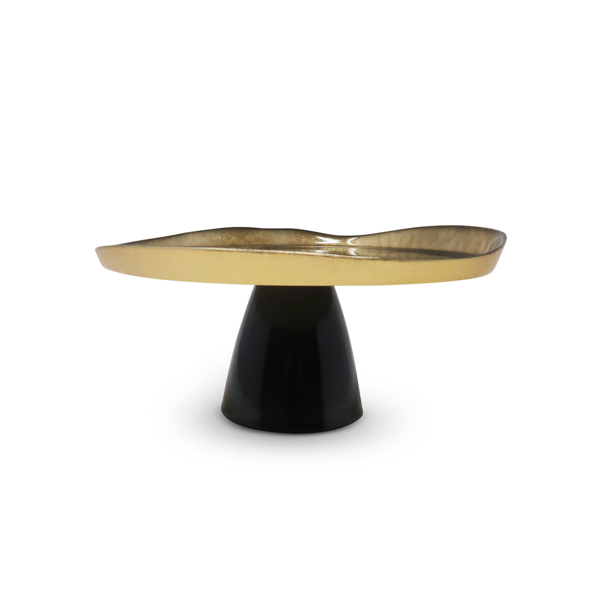 Organic Shaped Footed Cake Plate with Gold
