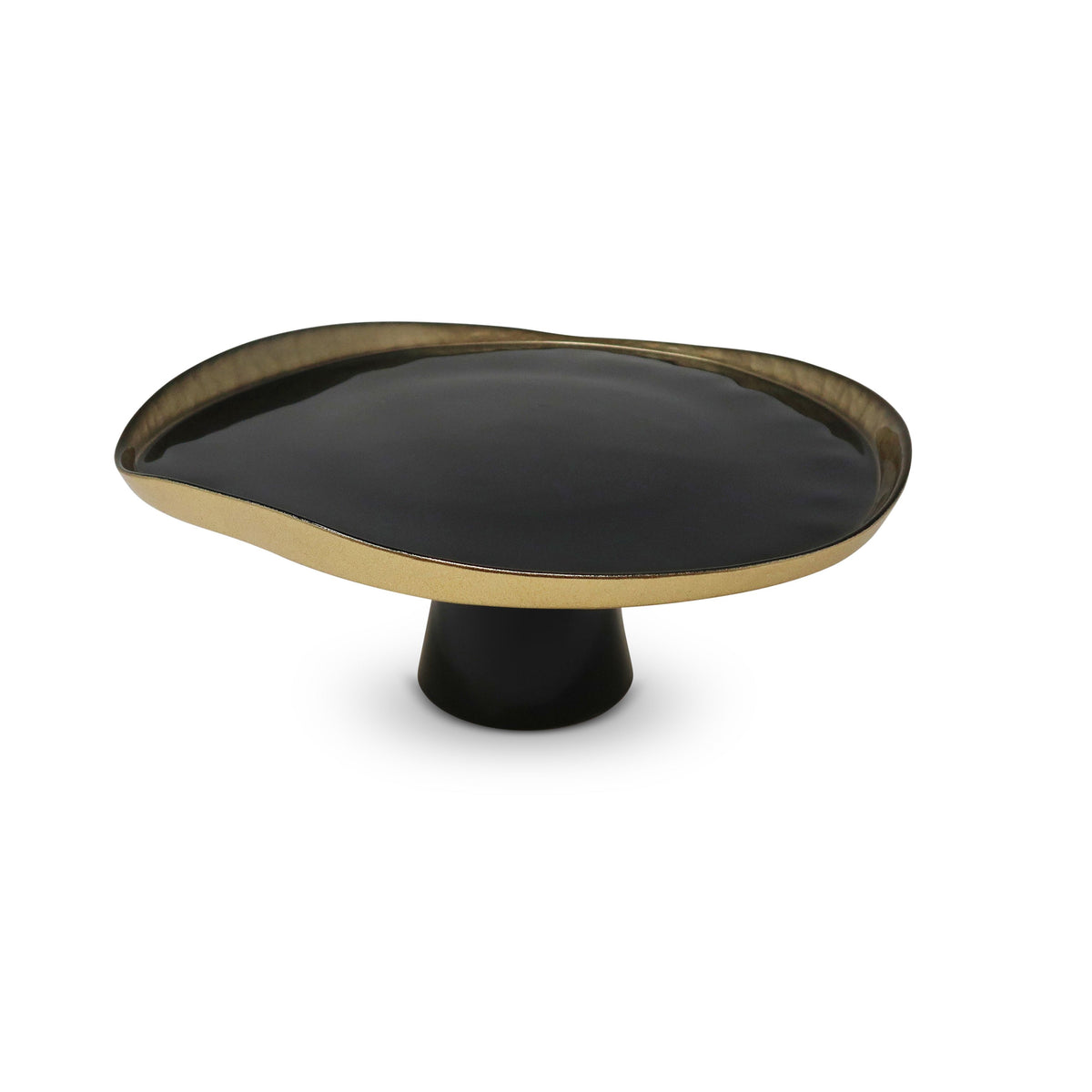 Organic Shaped Footed Cake Plate with Gold