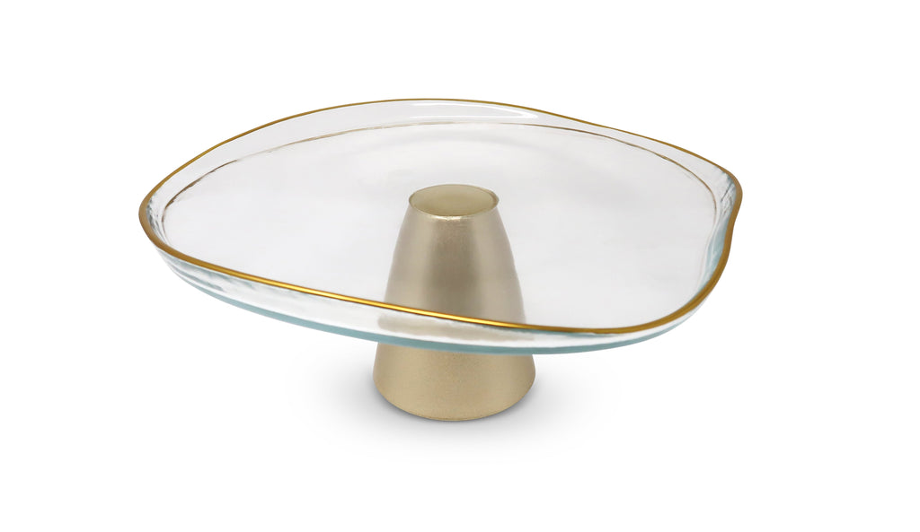 Gold Footed Glass Cake Plate