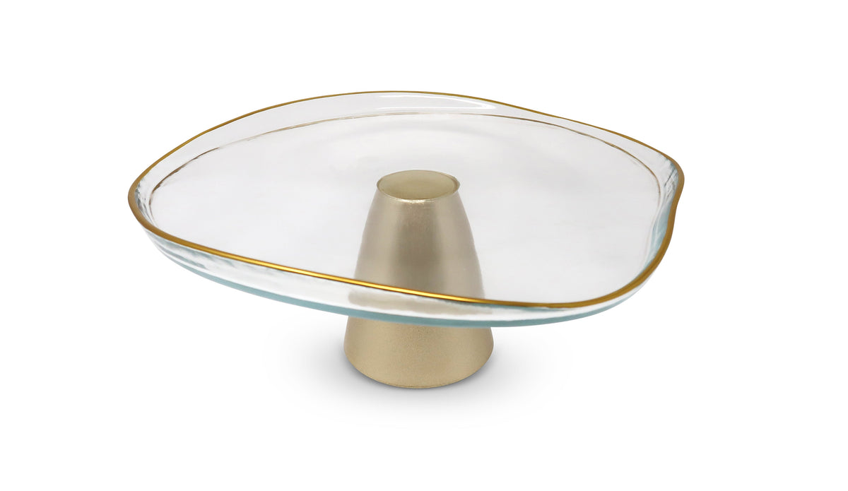 Gold Footed Glass Cake Plate