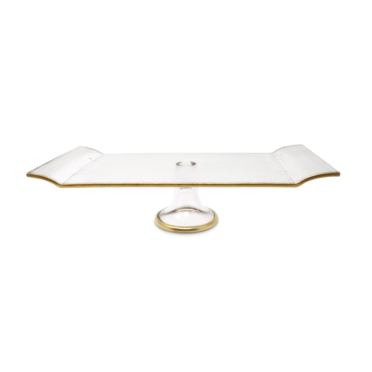 Footed Oblong Cake Plate with Gold Trim